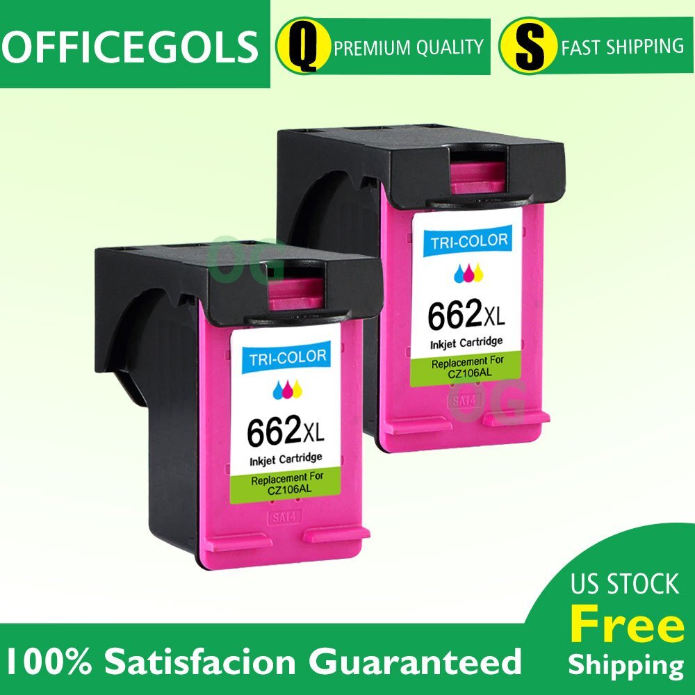 2 Pack Color 662XL Ink Cartridges For HP Deskjet 1015 1515 2515 2545 2645 4645