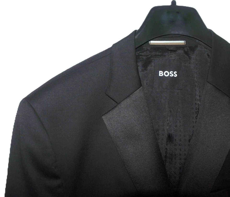 NWOT Men's 44R BOSS Hugo Wool Tuxedo Evening Dinner Jacket in Black w/ Silk Trim - Image 2 of 4