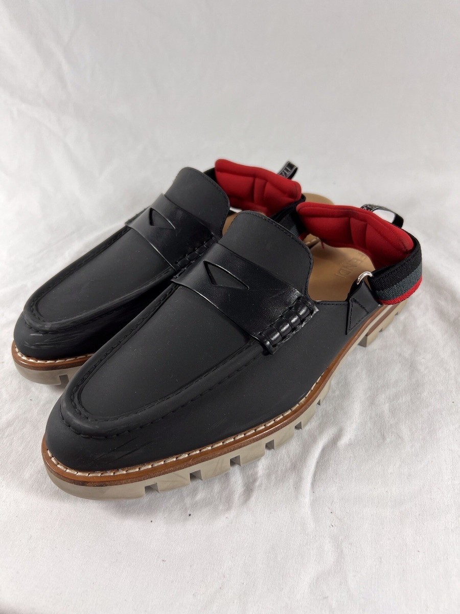 FENDI Black Leather Slingback Men\'s Loafer Sandals Made in Italy Marked as 7 8US Fendi O main image 2