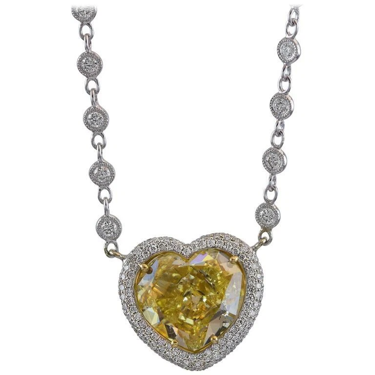 Collar colgante reversible de cadena de circonita cúbica con citrino en forma de corazón amarillo de 10,79 quilates Foto 4 de 4