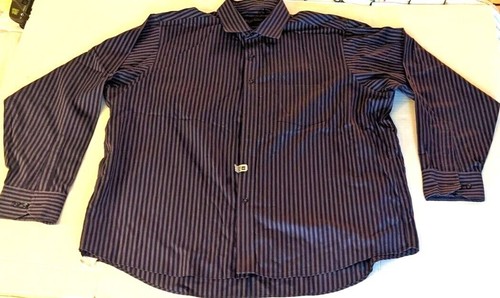 Camisa con botones Donald J Trump Signature para hombre púrpura a rayas talla 18,5 36/37 - Imagen 4 de 7