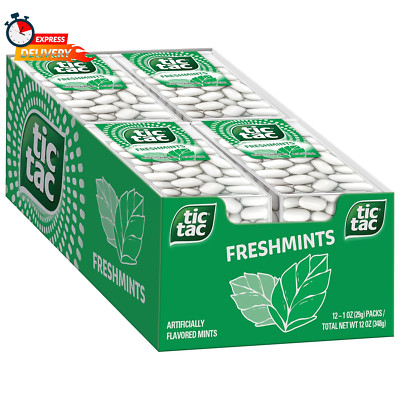 Tic Tac Freshmint Breath Mints, 12 Count, On-The-Go Refreshment, Stocking Stuffe