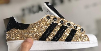 black sparkly adidas shoes