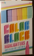 OOLY Color Block Highlighters Set of 6 *NEW* Soft Flexi-Tip