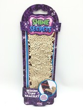 Shine Secrets Sequin Soft Lined Cuff Bracelet Dark Red and Beige Reversible NEW