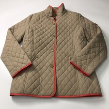 Larry Levine Beige Quilted Jacket Medium Uk 12 Eur 38 Us 8
