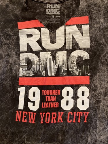 Vintage RUN DMC T-Shirt 1988 Tougher Than Leather Hip Hop Rap NYC Adult Small - Picture 2 of 10