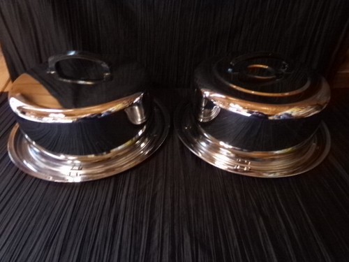 Vintage Lot of 2 Everedy Cake Keeper Carrier Locking Lid Chrome 60's 11.5 x 7" - Picture 13 of 13