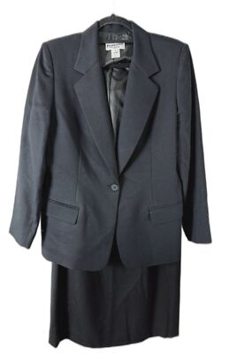 Vintage Pendleton Wool Skirt Suit Set - Black Wool Suit 10