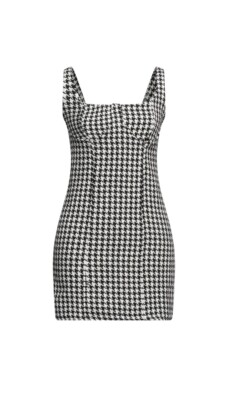 Vanessa Scott Designer Dress Women's Small Black White Houndstooth Sheath NWT