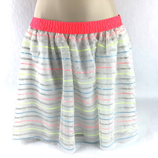 Cat  Jack Girls Size 14/16 Skirt Neon Rainbow Sparkle Shimmer Metallic Stripe