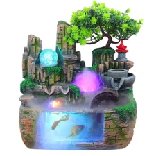 Indoor Fountain Rockery Feng Shui Water Sound Fountain Desktop Waterfall Decor