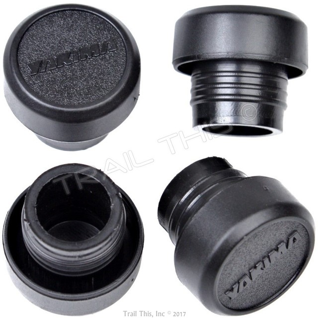 4 Yakima Logo Round Crossbars Roofrack Plastic End Caps Black 07026
