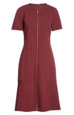NWT Lafayette 148 New York Sonya in Brandywine Stretch Ponte Zip Front Dress 2