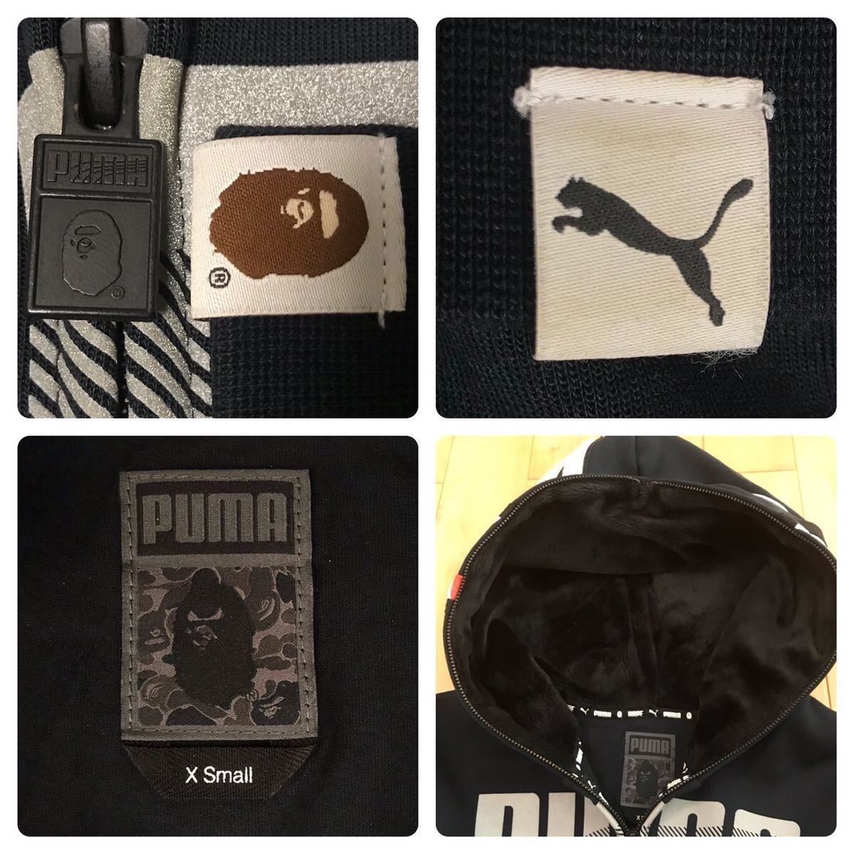 BAPE × puma shark full zip hoodie Black A Bathing Ape Size XS | eBay
