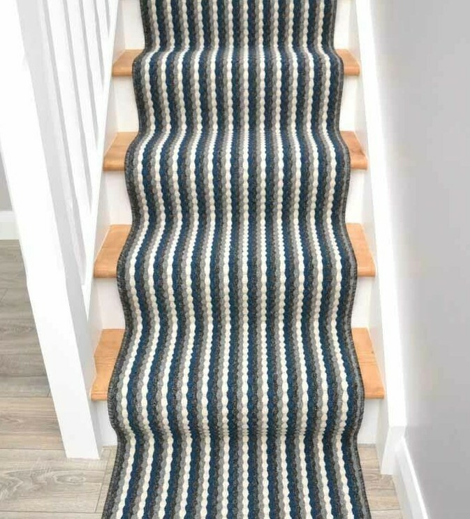 Very Long Dark Navy Blue Stair Runner For Stairway Hard Wearing Carpet