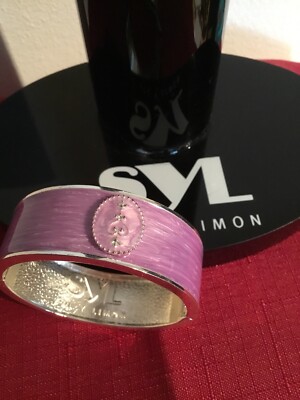 SAL Y LIMON SYL Armreif Armband Flieder Meliert Silberfarben handbemalt Emaille