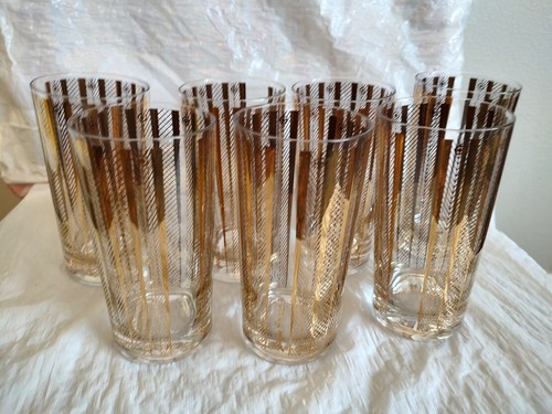 Vintage Georges Briard 22K Gold Gläser (7er Set) & großer Gold Eiskübel - Bild 6 von 18