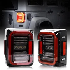 Clear Lens LED Taillights Stop Lamp w/ DRL Turn Brake for Jeep Wrangler 07-17 JK
