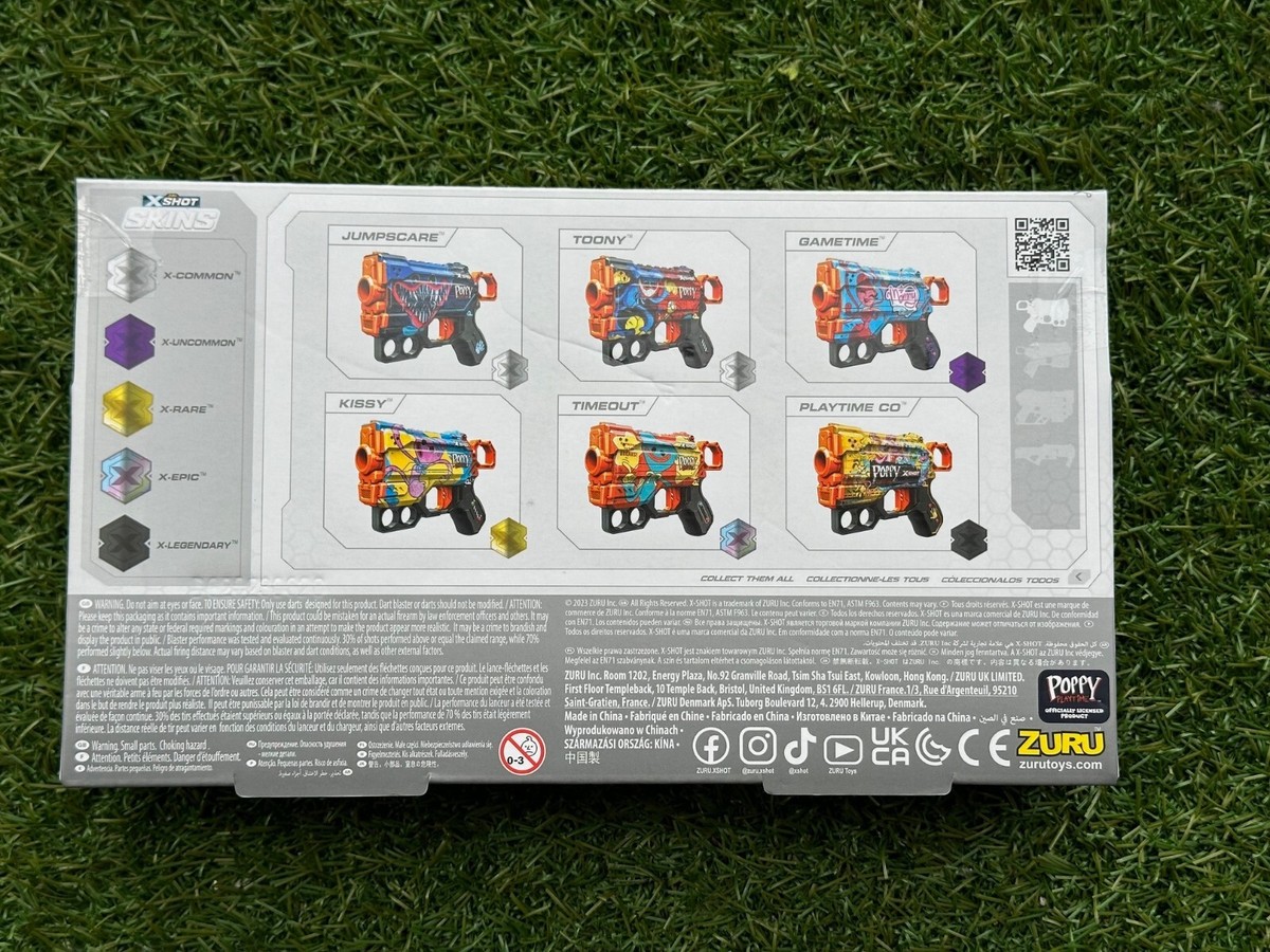 X-Shot Skins Menace - Blaster De Dardos Poppy Playtime Con 2 Pieles (Jumpscare Y Toony) + 16 Dardos Tecnología Air Pocket