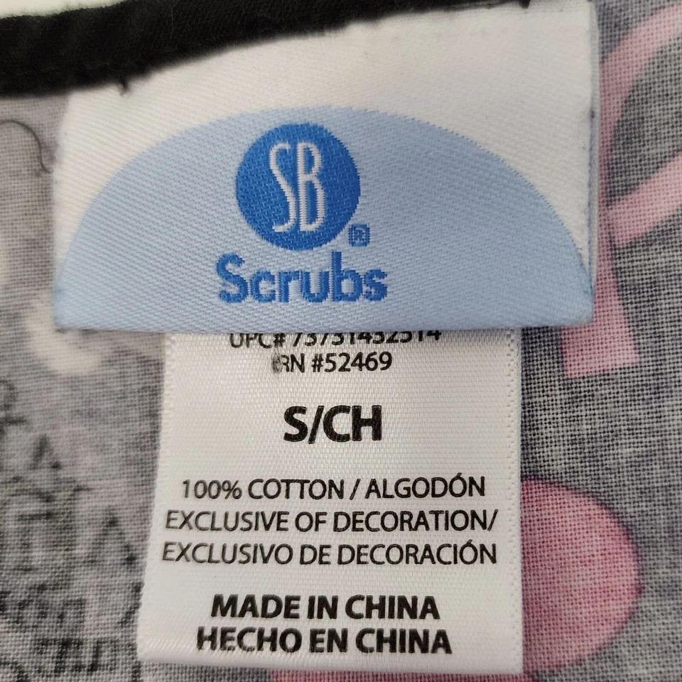 Blusa Médica SB Mujer Pequeña Gris Corazones Rosa Concienciación sobre el Cáncer Enfermera Médica Dr. Foto 3 de 4