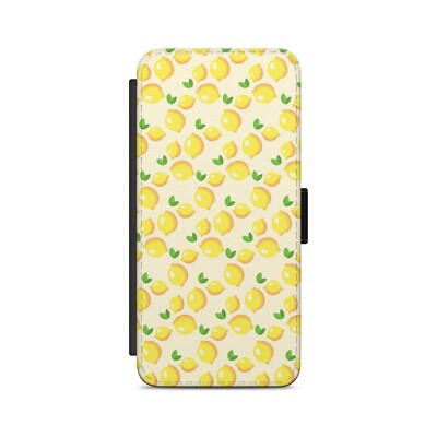 Zitronenmuster Flip Wallet Handyhülle für iPhone Modelle