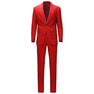NEW Barocco Mens Fashion Slim Fit Stretch Premium 2 Pc Suit Leon Red USA