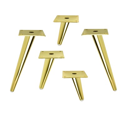   Stabil Metallfüße Metall Schrankfuß schräg Sofafuß H: 10 - 23cm goldener Glanz