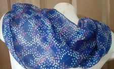 Infinity Scarf Blue Dotted Polyester 68 in x 10 in NWT