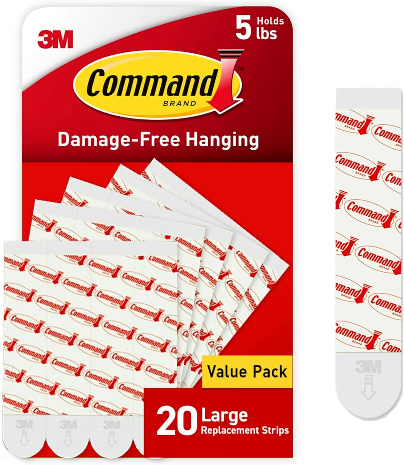 Command Large Refill Adhesive Strips, Damage Free Hanging Wall Large, White