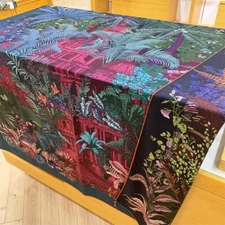 70% Cashmere & 30% Silk Wrap Scarf Shawl Castle Flower Double Face Kerchief 53"