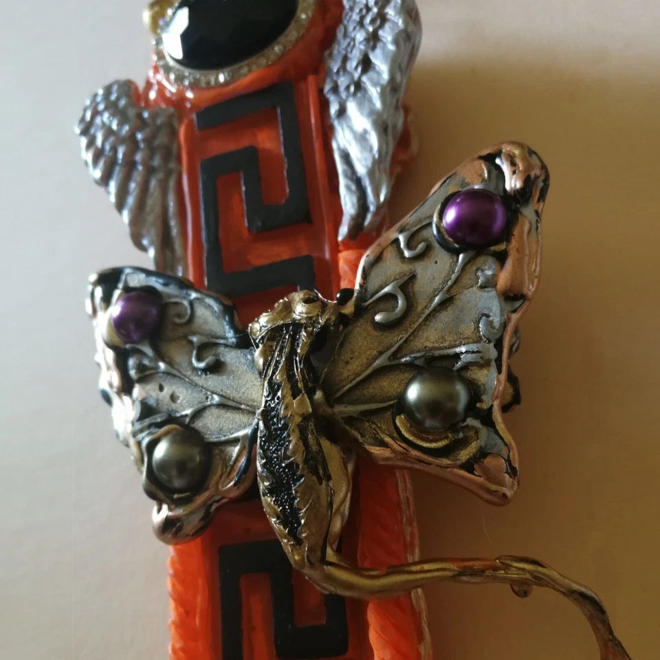 art deco nouveau jewelry necklace pendant woman luxury retro butterfly wings set - Image 3 of 4