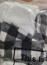 60 pc 7" Mini Black  White Plush Classic Plaid Christmas Stockings w/Hanger