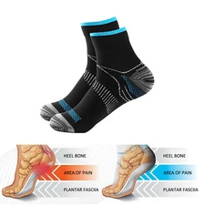 Copper Infused Gym Ankle Compression Socks Plantar Fasciitis Foot Support Sports
