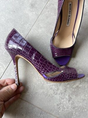 Manolo Blahnik Alligator Crocodile Shoes Heels size 36.5 - 6.5 | eBay