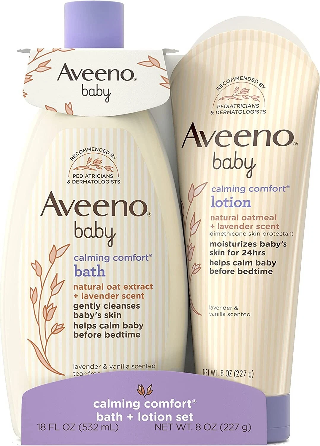 Aveeno Baby Calming Comfort Bath & Lotion Set, Night time Baby Skin Care