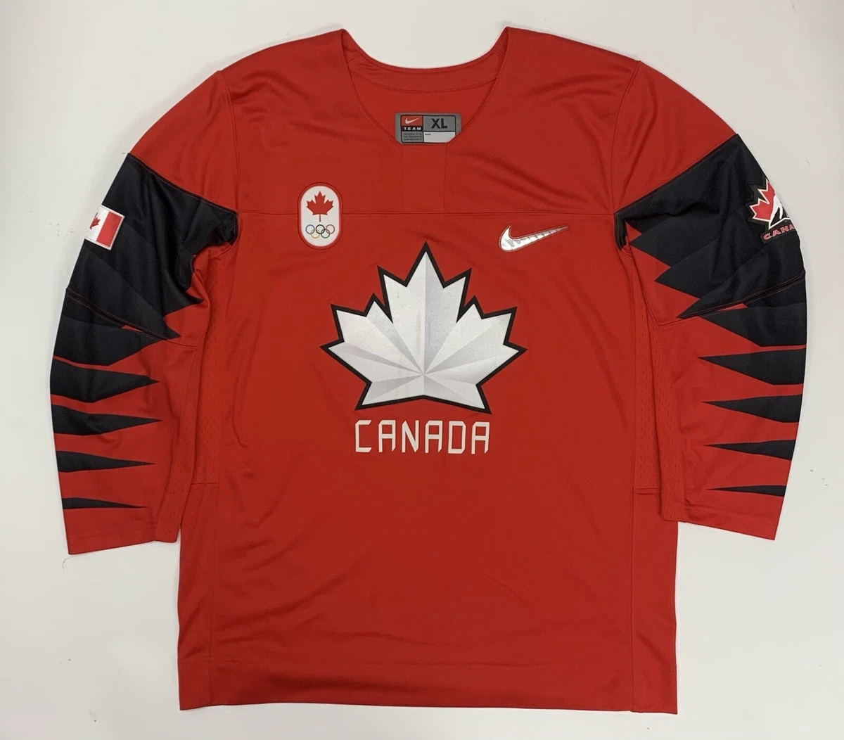 New Red (Black Logo) Nike Team Canada Olympic Hockey Jersey Large