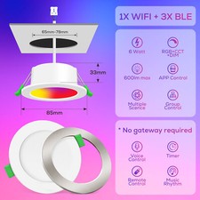 6W LED RBG Downlights Smart WIFI Bluetooth Dimmable Recessed Ceiling Spot Lights