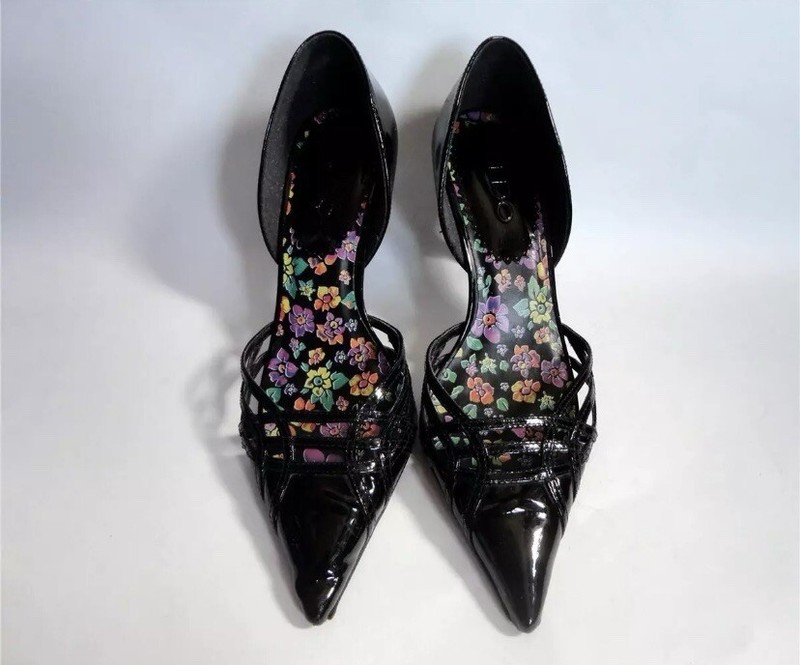 ALDO Black Patent Leather Pointed Closed Toe D'Orsey Heels Pumps Shoes Size 37 7