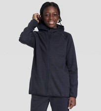 Boys' Premium Fleece Front Zip Hooded Sweatshirt Jacket All In Motion Black M