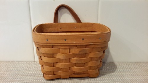Vintage 1995 Longaberger kleiner Korb Ledergriff Wandbehang 5,5x4x4" gebraucht - Bild 2 von 9