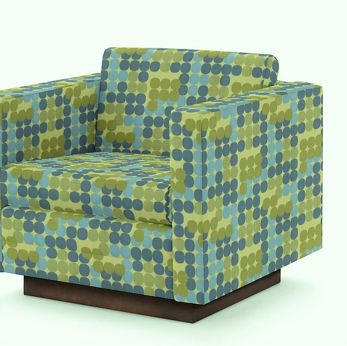 Tela de tapicería de vinilo geométrica Momentum sílice brújula col rizada verdes y azules Foto 2 de 2