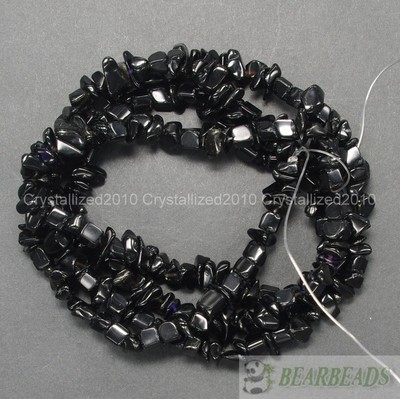 2 Strands Natural Black Onyx Gemstone 5-8mm Chip Nugget Loose Spacer Beads 35''