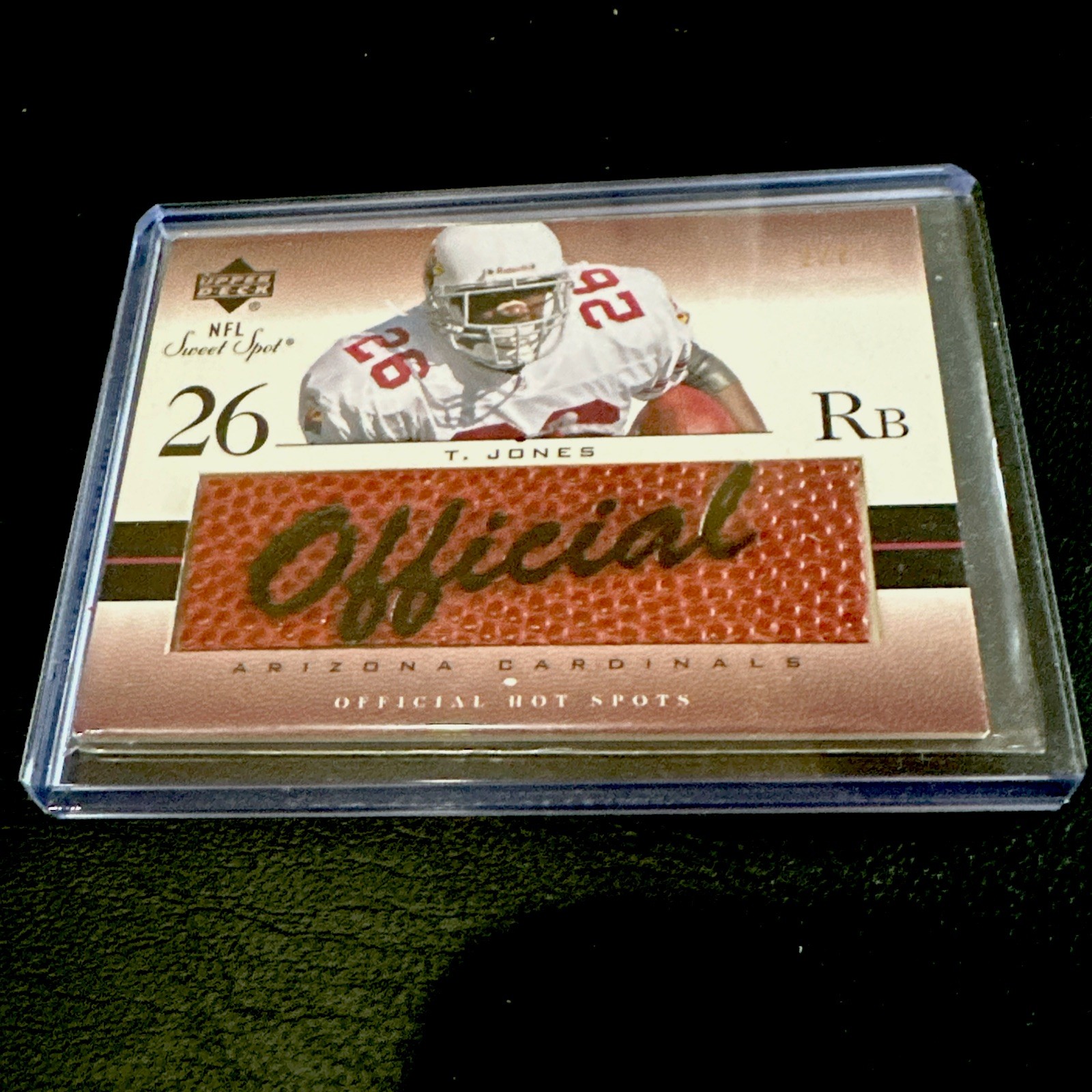 2002 Upper Deck Sweet Spot OFFICIAL Hot Spots Thomas Jones #OHS-TJ Serial #1/7 