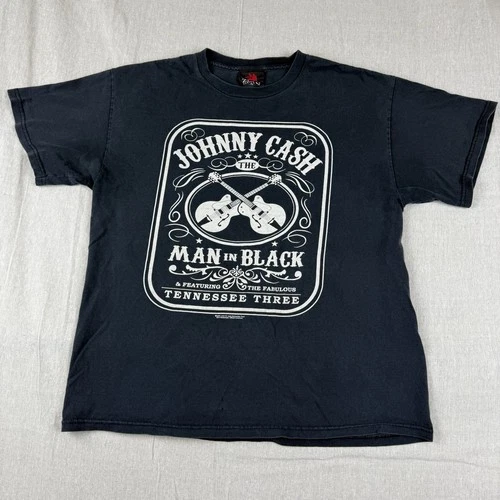 VTG Zion Rootswear 2007 Johnny Cash American Rebel Black Lar 2000s vintage concert t-shirt, vintage, size L, single stitch, B+ condition