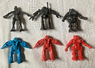 Vintage 1980s Arco Ro-Gun Robots Mini Plastic Figures Multi Color Lot of 6