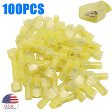 100PCS Nylon Male Spade Terminals 6.3mm 12-10AWG Electrical Wire Connectors US
