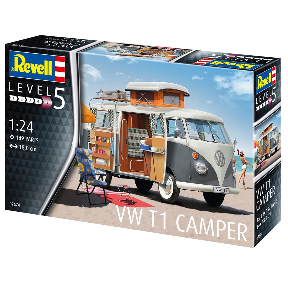 Revell 1/24 Volkswagen T1 Camper Van Model Kit 07674