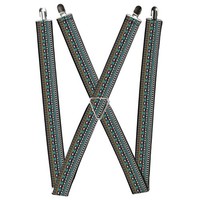Buckle-Down Suspenders, Geometric Gray Teal White Pink Yellow 1.5-In (Us Import)