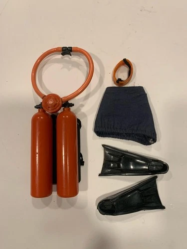 1960s Hasbro GI Joe SEA SLED Scuba Set - Tanks, Hoses, Mouth Piece, Mask & Fins